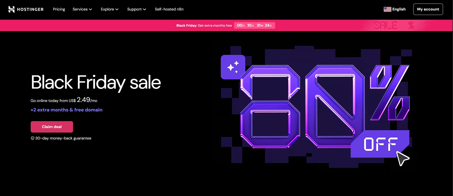 Hostinger web hosting dashboard preview